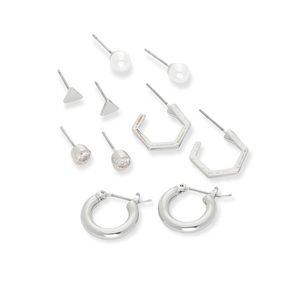 Express | set of five silver post back earrings